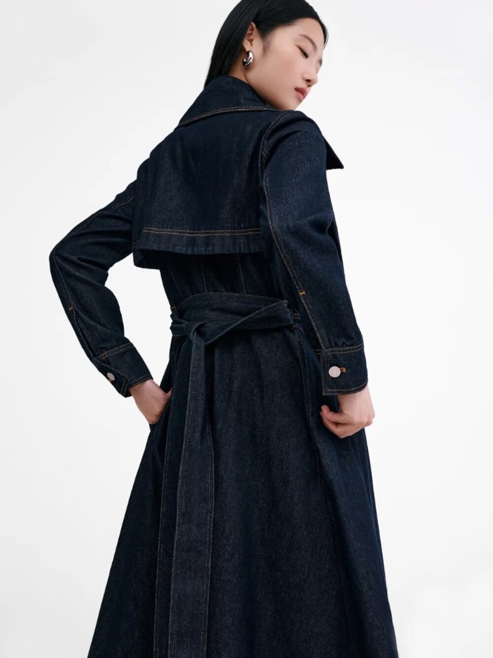 Marcella Riverside Jean Trench Jacket Size Small - Picture 4 of 4